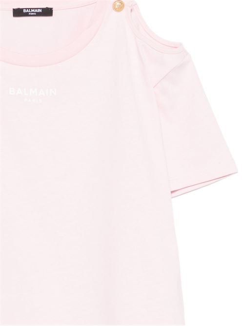 T-shirt bambina Balmain rosa cut over BALMAIN Kids | BY8B51ZS367251EBC